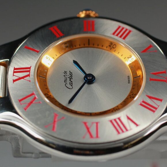 Ladies Cartier Blood Red Leather Strap Watch main image 8
